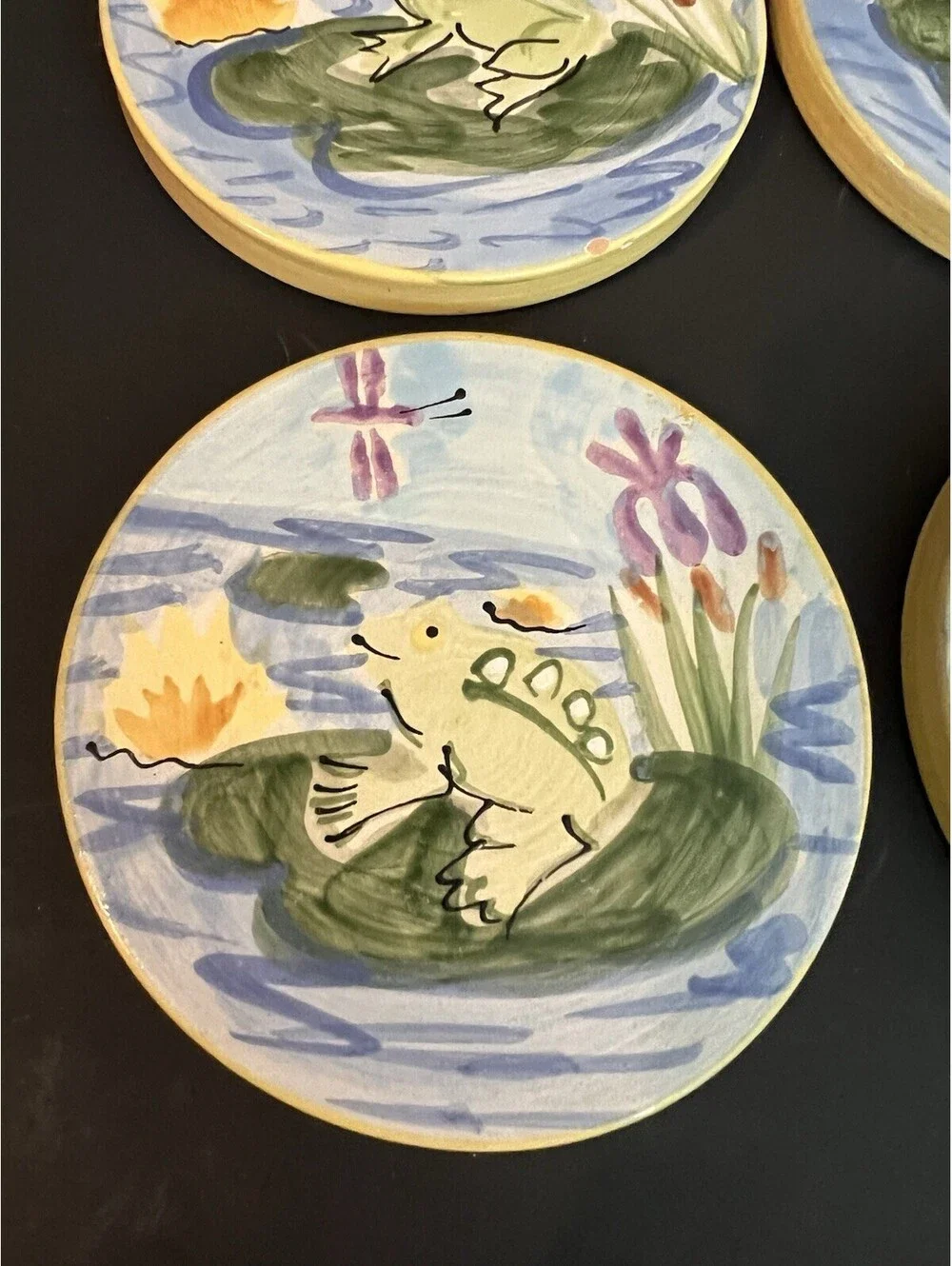 4 Terracotta Mesa International Handcrafted In Hungary Frog Lily Pads Coasters